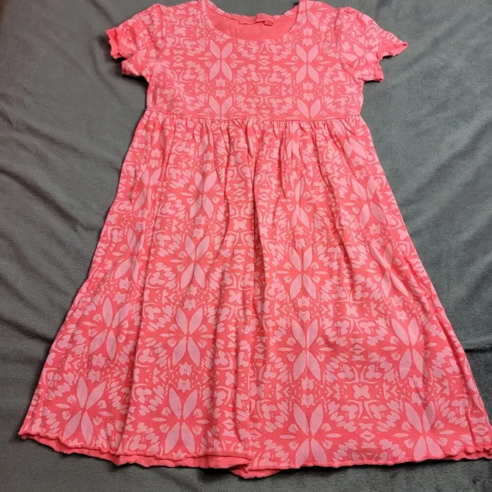 Fresh Produce Dress Girl Medium Pink Comfort Stretch Floral USA Made 100% Cotton